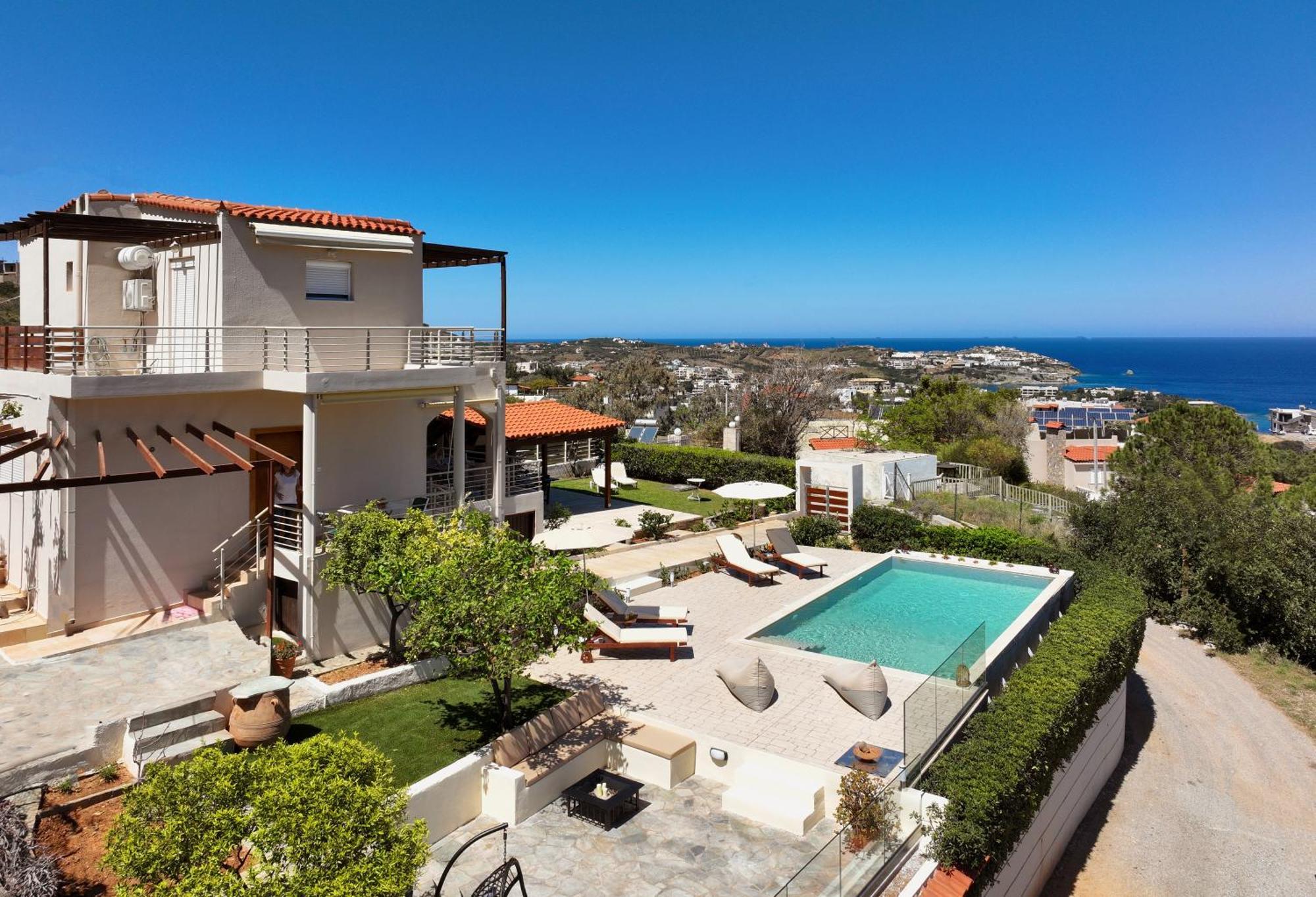 Spacious Villa With Private Eco-Pool And Panoramic Sea View Агия-Пелагия  Экстерьер фото